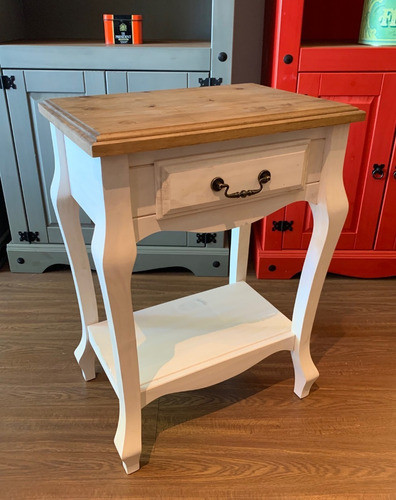 Imagen 2 de 4 de Mesa De Luz 1 Cajón Dormitorio Madera Maciza Estilo Luis Xv