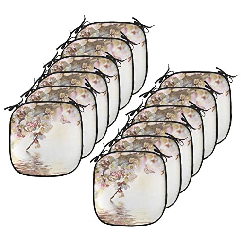 Juego De 12 Cojines Japoneses Para Silla, Diseño Floral Natu