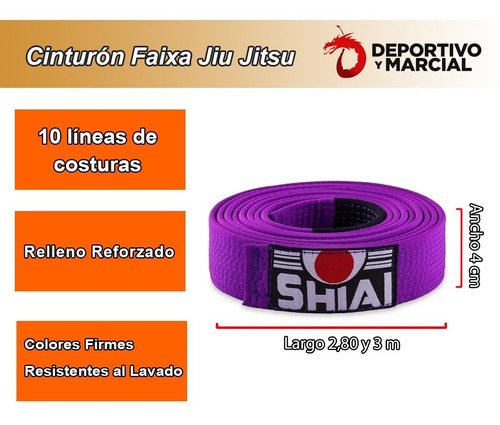 Imagen 3 de 8 de Cinturon Faixa Jiu Jitsu Shiai Tokaido Brazilian Kimono Bjj