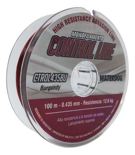 Tanza Nylon Para Pesca Waterdog Monofilamento Ctrol435 100m Color Burgundy