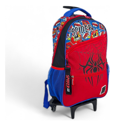 Mochila Infantil Rodinha Estojo Box Fuseco Spider Man Cor Vermelho