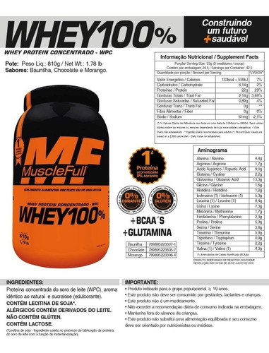 Imagem 2 de 2 de Suplemento Alimentar Whey Protein 100% 810g Muscle Full