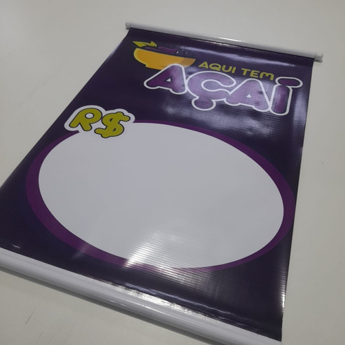 Banner Acai 70 X 50 Em Lona Com Acabamento Cor Roxo