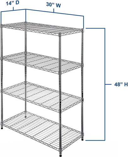 Seville Classics Web674 - Estantería De Alambre De Acero, 4