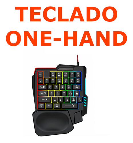 Kit Gamer Para Celular 5 En 1 Con Teclado One Hand Izquierdo Español Latinoamérica, Mouse Rgb De Hasta 1600 Dpi, Soporte Adaptador Conector Bluetooth Y Mouse-pad Conexión Estable Para Videojuegos
