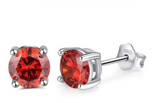 Aros Punto De Luz Red Cherry Plata Fina 925 - Neko Rings