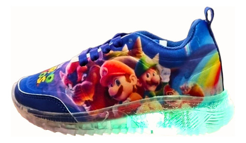 Tenis De Niño Mario Bros Luz Led Multicolor