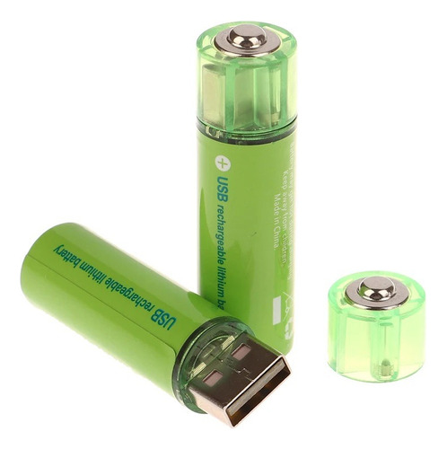 2x Pilas Recargables Usb Pila Aa Recargable Doble A