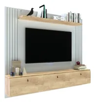 Comprar Panel Rack Tv 3 Puertas Delos Dro02 Varillado Tv Hasta 50'' Color Roble Nebraska Natural\u002Fblanco Laca