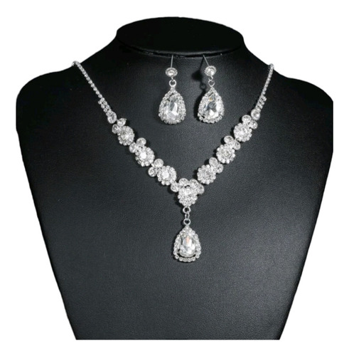 Conjunto Collar + Aretes Joyeria Elegante Boda Fiesta