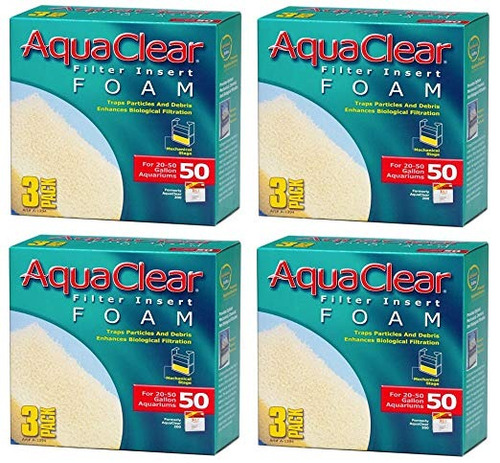 (4 Pack) De Aqua Clear Espuma Insertos Para 50 Galones Acuar