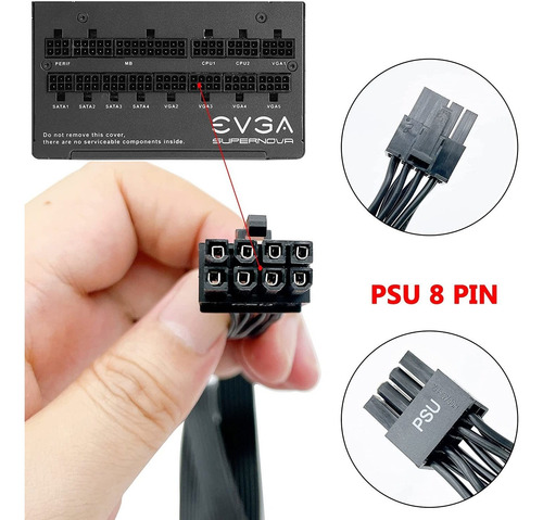Cable Pcie Para Evga, 65cm Macho A Macho 8 Pin A Dual 6+2...