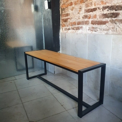 Imagen 4 de 5 de Banco Banqueta Industrial 100x35x45cm Hierro Y Madera Rack