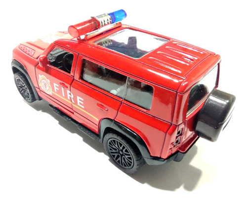 Auto Land Rover Defender Bombero Esc 1:38 Coleccion Metal Rojo
