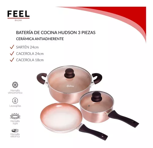 Bateria De Cocina Antiadherente Ceramico Hudson 5 Piezas