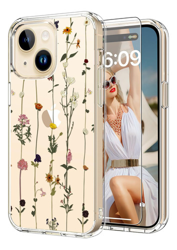 Funda Icedio, Para iPhone 15, Diseño Floral Elegante