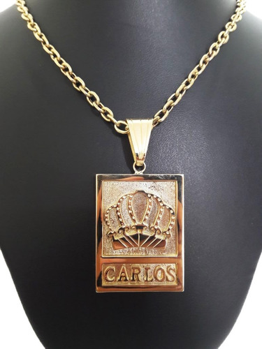 Imagem 3 de 7 de Pingente Placa Nome + Coroa 20 Gramas Ouro 18k 750