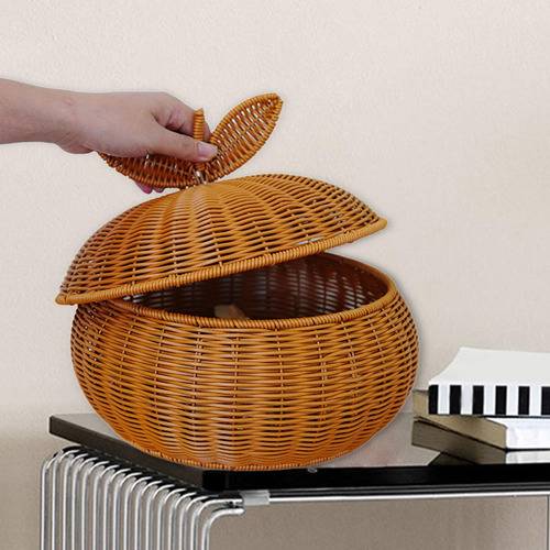 Cesta De Ratán Con Tapa Cesta De Pan Tejida Con Tapa Cesta