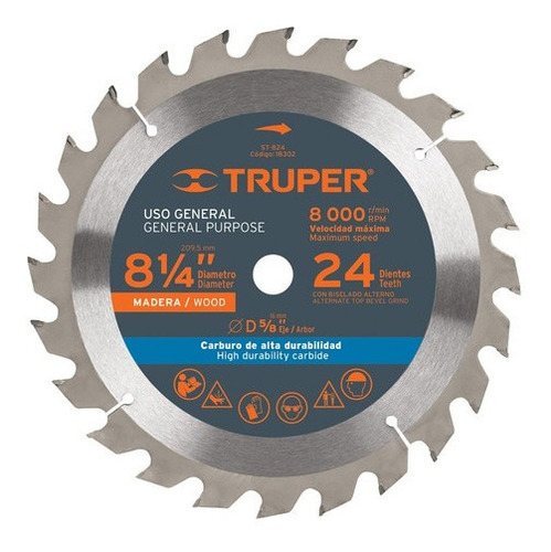 Sierra Circular Truper P/madera 8.1/4 X24 Dts. St-824