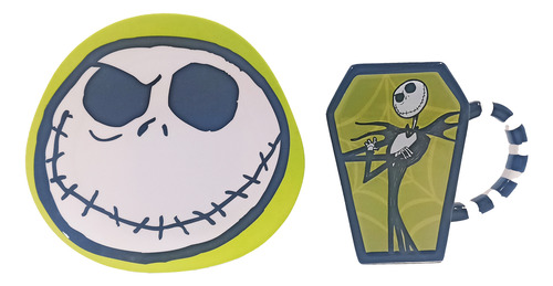 Taza Y Plato Jack Skellington Disney Negro/verde Jack