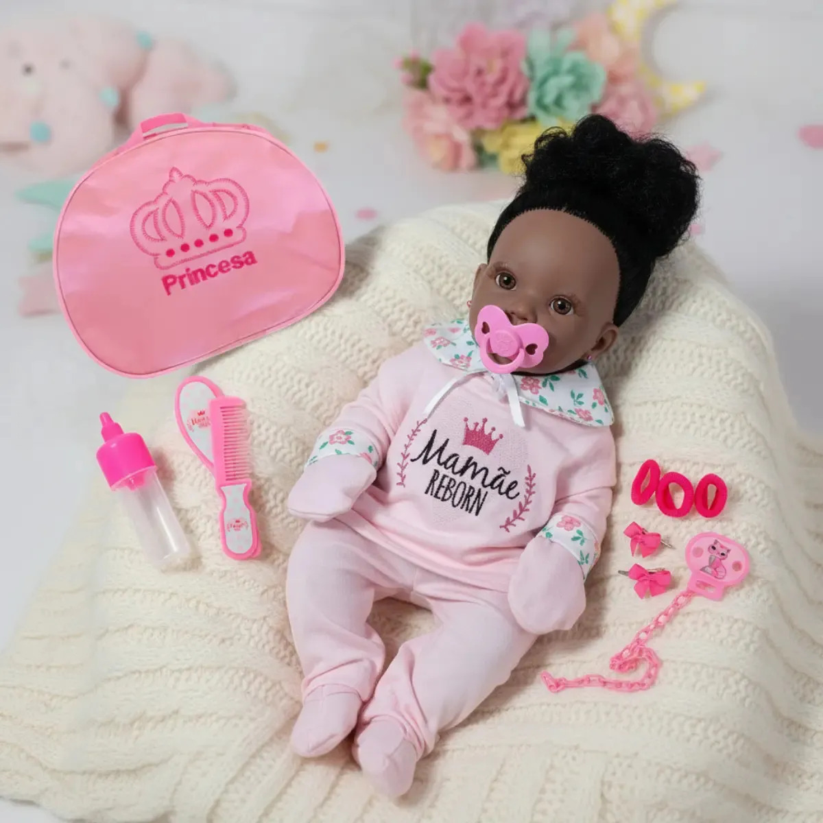 Boneca Bebê Mamãe Reborn 100% Silicone Morena