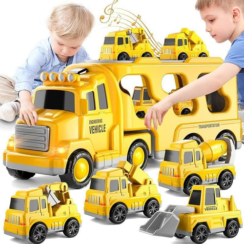 Carritos Juguetes Para Niño,5 En 1 Camiones De Transporte