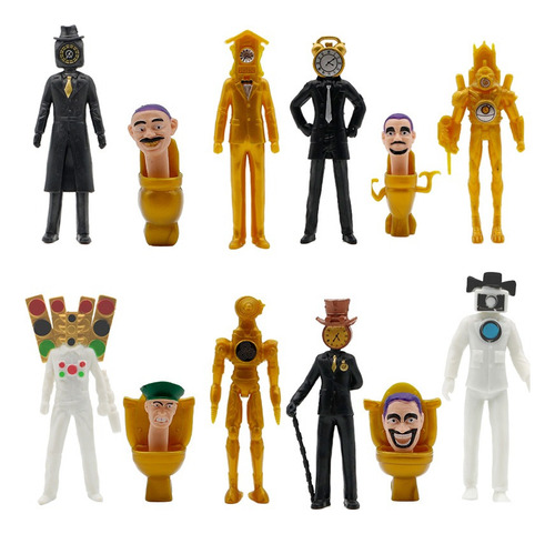 12pcs/set Skibidi Toilet Vs Clock Man Figura Juguete Modelo