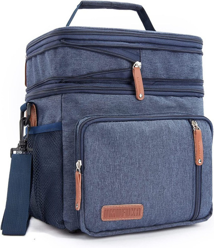 Bolso Doble Compartiemiento P/ Almuerzos Extensible- Azul