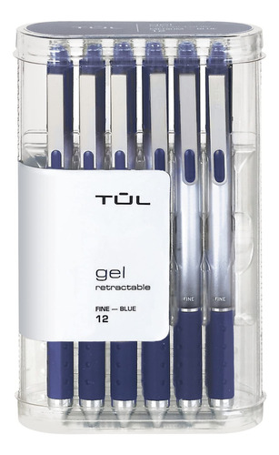 Tul Pluma Gel Retractil Punta Fina 0.5 Mm Color Azul 12