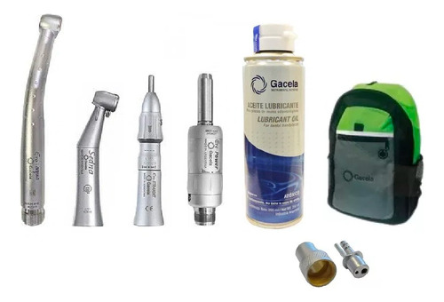 Kit Gacela Turbina Luz + Micromotor + Contra Angulo + Acc.