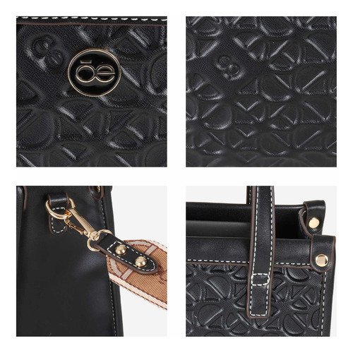 Bolsa Tote Para Mujer Cloe Chica Textura Alto Relieve Color Negro