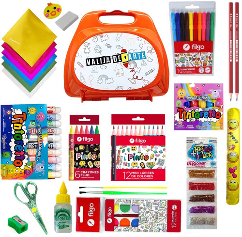 Valija De Arte Cofre Combo Kit Escolar A25 Jardin Primario