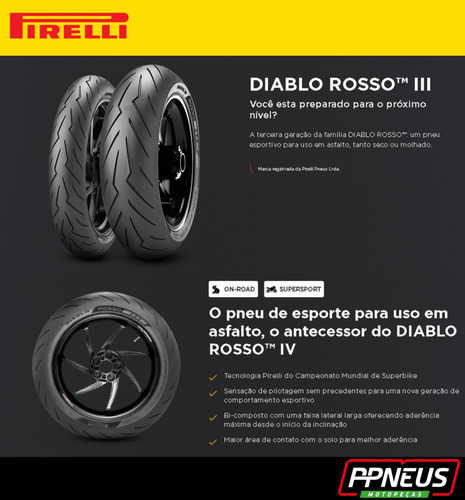 Par Pirelli Diablo Rosso 3 110/70-17 150/60-17 R3 + Largo
