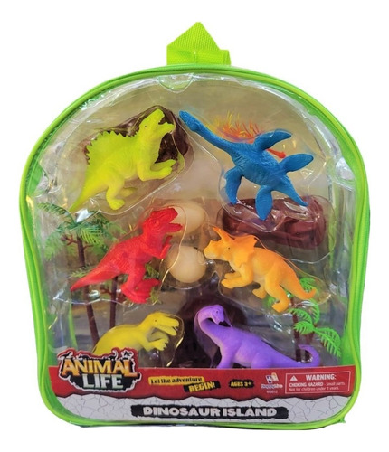 Set Animal Life Mochila X 6 Dinos C/8 Acc Vr2 Ik0119