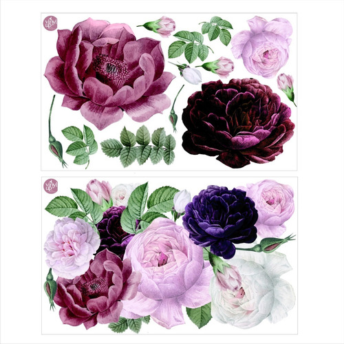 Vinilo Hermoso Bouquet Rosas Vintage En 2 Planchas D 130x80 