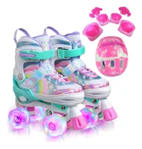 Comprar Patins 4 Rodas Com Led Patins Infantil Menina + Kit Proteção