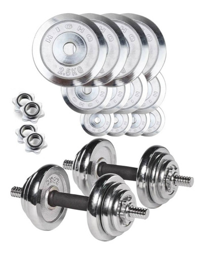 Set Mancuernas 20 Kg Discos Cromadas Ajustables