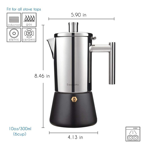 Cafetera Espresso Easyworkz Diego Stovetop De Acero Inoxi...