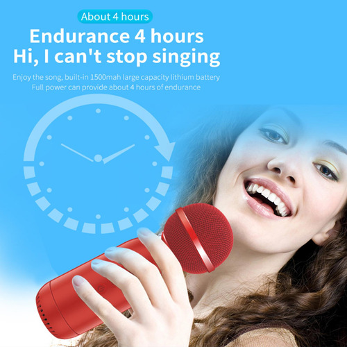 Micrófono Inalámbrico De Karaoke 2 En 1 Bluetooth 5.0 Oro Ro
