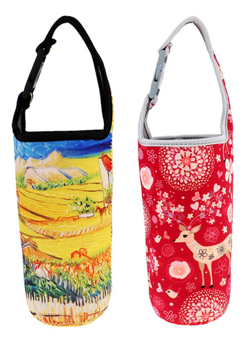 2 Bolsas Portavasos Para Taza Aislada Campo Rojo