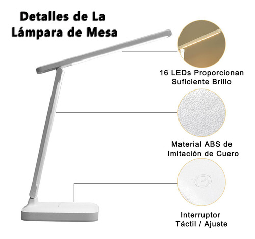 Lámpara Recargable Regulable Cuidado De Ojos Leer Estudiar