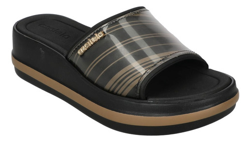 Sandalias Azaleia Jane Soft Duo Slide Plat Fem-548 Negro/bei