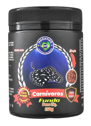 Ração Para Peixes Carnívoros De Fundo Tabs 5mm 150g Maramar