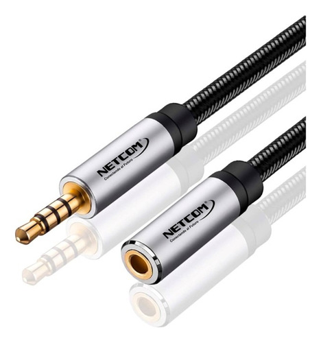 Cable Extensor De Audio 3.5mm Netcom Macho A Hembra 1.80 Mts