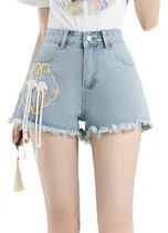 Comprar Moda Short Mezclilla Mujer Bordado Short Mezclilla Dama