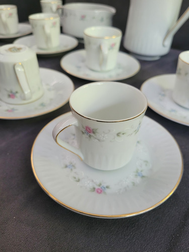 Juego De Café De Porcelana Tsuji Para 10 Personas Blanco Floral (Usado)