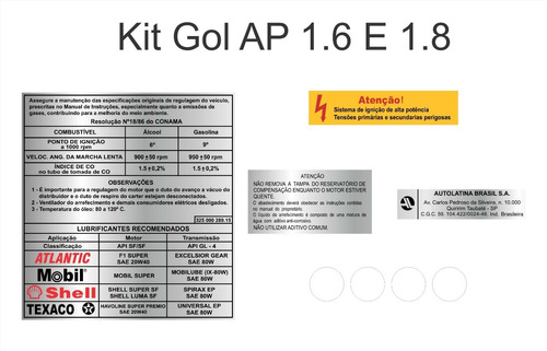 Kit Adesivos Etiquetas Motor Gol Quadrado 1991 À 1995