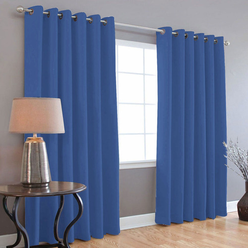 Cortinas Blackout Melocotton - Color AZUL REY - 275cm de Ancho X 215cm de Alto En 2 Páneles - Aislamiento Térmico , Reduce el Ruido Exterior , Cortinas Opacas con Ojales , Lavable en Casa