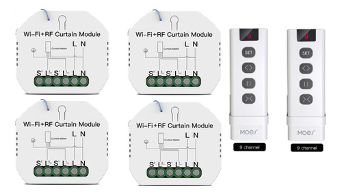 Kit 4 Controlador + 2controle Cortina Wifi Alexa Google Home