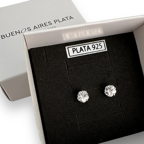 Aros Plata 925 Italiana Piedra Cristal Cubic Brillo Pasante